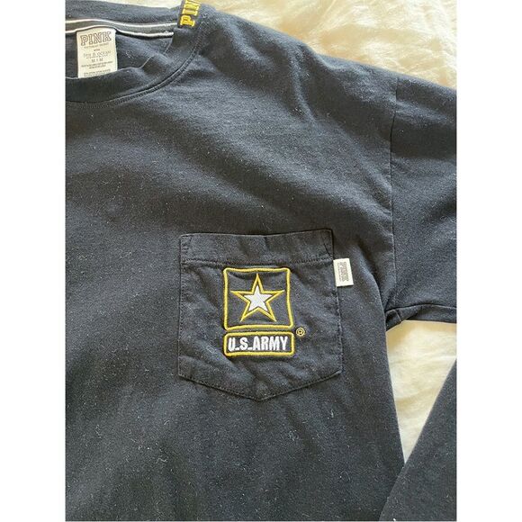 PINK Victoria's Secret x US Army Long Sleeve Military Tee Shirt | Black - Picture 3 of 7
